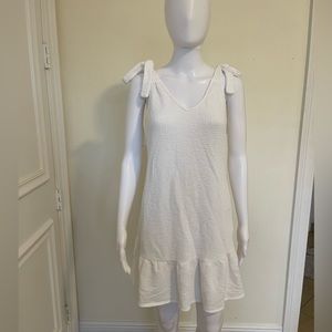 White Green Envelope Dress with Ruffle